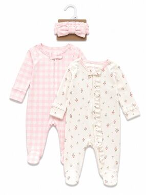 Baby girl onesie (2pk) with headband